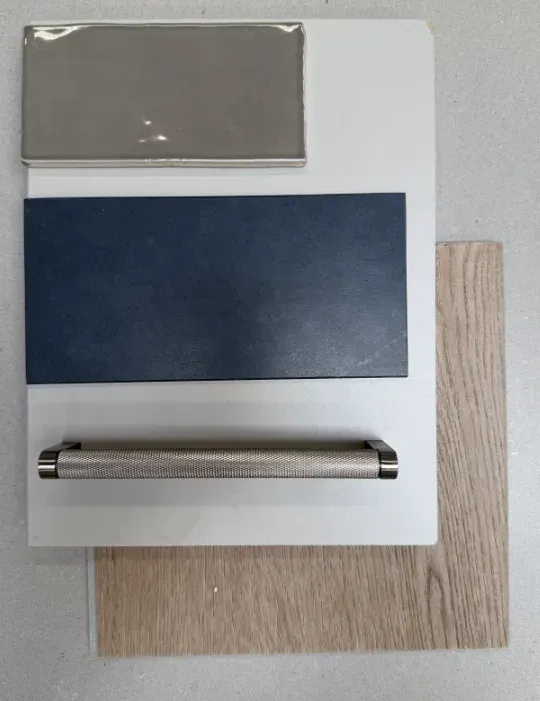 Kitchen material board, as sampled