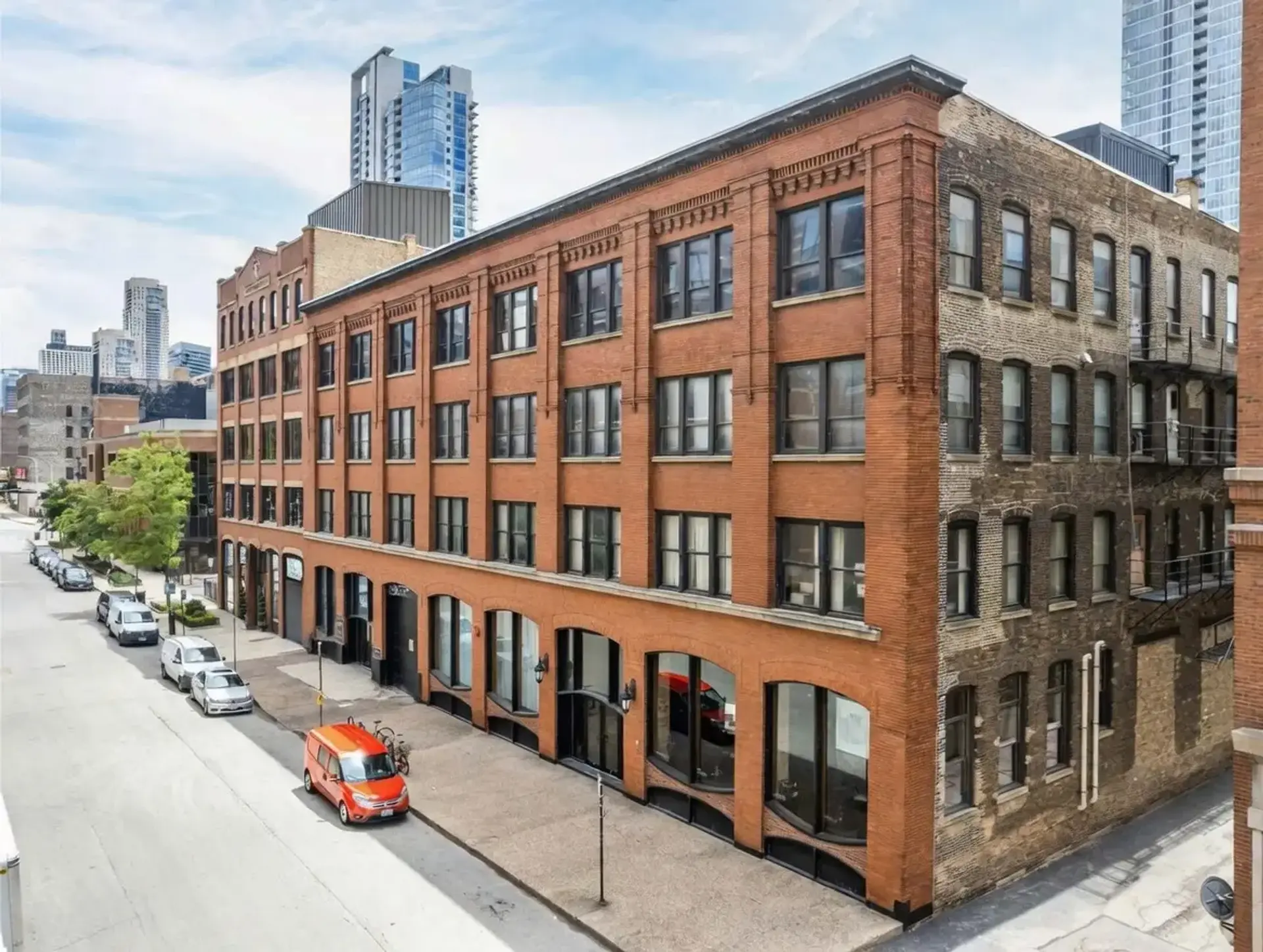 Birken Lofts building exterior — north facade